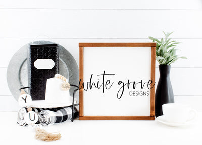 Wood Sign Mockup 12x12 | Farmhouse Kitchen Sign Mock Up Mock Up Photo White Grove Designs 