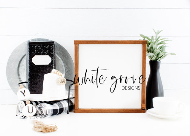 Wood Sign Mockup 12x12 | Farmhouse Kitchen Sign Mock Up Mock Up Photo White Grove Designs 