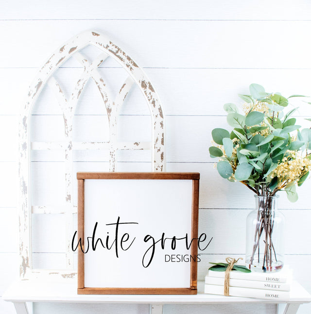 Wood Sign Mockup 12x12 | Farmhouse Wood Sign Mock Up Mock Up Photo White Grove Designs 