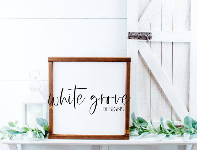 Wood Sign Mockup 12x12 | Farmhouse Wood Sign Mock Up Mock Up Photo White Grove Designs 