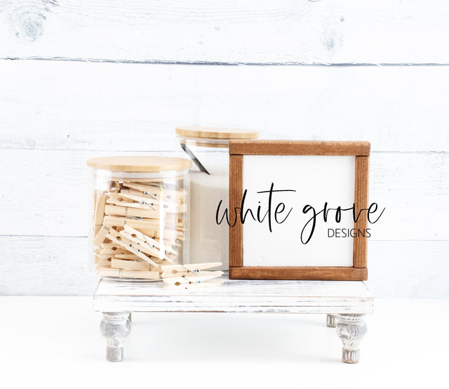 Wood Sign Mockup 7x7 | Farmhouse Laundry Sign Mockup Mock Up Photo White Grove Designs 