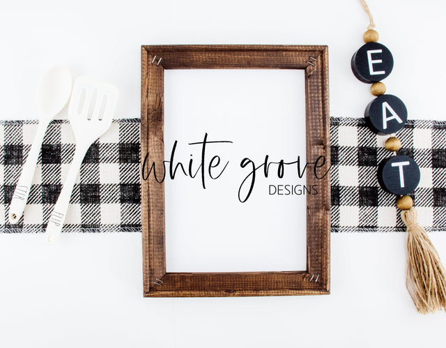 Wood Sign Mockup 9x12 | Farmhouse Reverse Canvas Kitchen Sign Mock Up Mock Up Photo White Grove Designs 