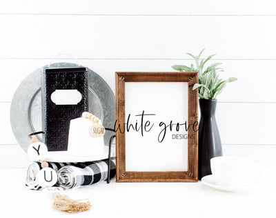 Wood Sign Mockup 9x12 | Farmhouse Reverse Canvas Kitchen Sign Mock Up Mock Up Photo White Grove Designs 