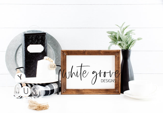 Wood Sign Mockup 9x12 | Farmhouse Reverse Canvas Kitchen Sign Mock Up Mock Up Photo White Grove Designs 