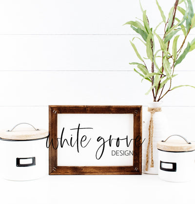 Wood Sign Mockup 9x12 | Farmhouse Reverse Canvas Kitchen Sign Mock Up Mock Up Photo White Grove Designs 