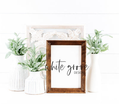 Wood Sign Mockup 9x12 | Farmhouse Reverse Canvas Sign Mock Up Mock Up Photo White Grove Designs 