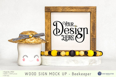 Wood Sign mockups | 3 bee-themed styled photos Mock Up Photo Mae Middleton Studio 