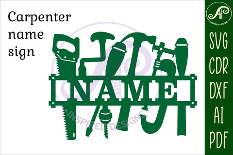 Wood work tool theme Name sign svg laser cut template SVG APInspireddesigns 