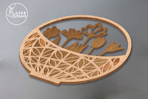 Wooden Basket with Flowers Bundle Multilayer Laser Cut Files, Mandala, 3D Designs, Mini Design Bundles, Gift for Mother's Day SVG LaserCutano 
