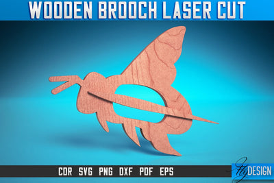 Wooden Brooch Laser Cut SVG |Accessories Laser Cut SVG Design | CNC Files SVG Fly Design 