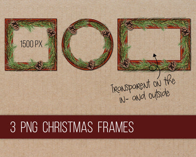 Wooden Christmas frames PNG Digital Pattern Boertiek 