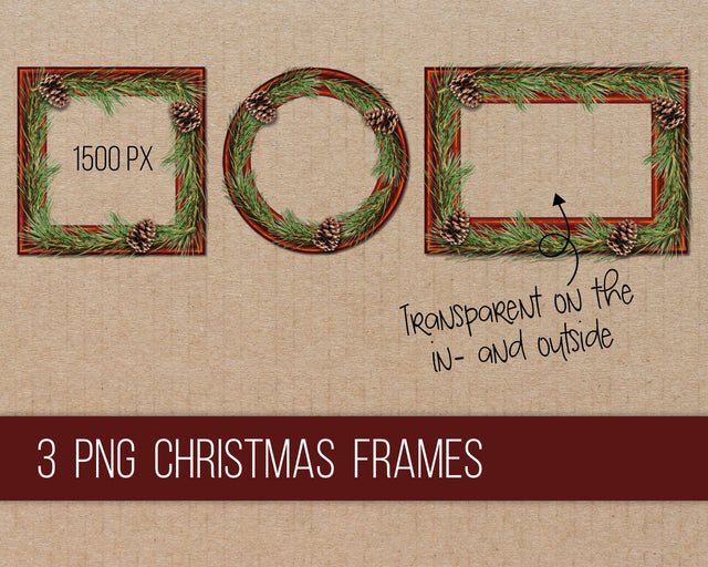 Wooden Christmas frames PNG Digital Pattern Boertiek 