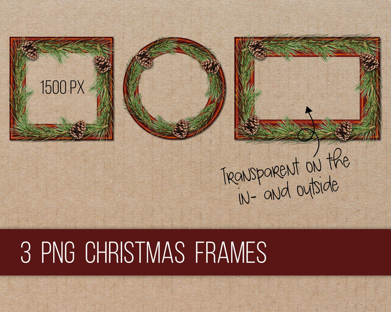 Wooden Christmas frames PNG Digital Pattern Boertiek 
