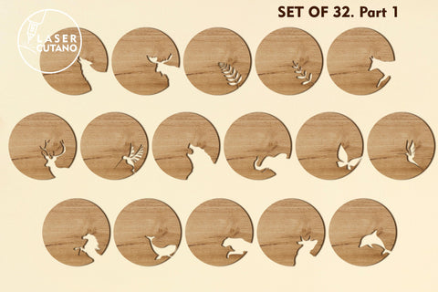 WOODEN COASTERS BUNDLE Laser Cut Templates SVG LaserCutano 