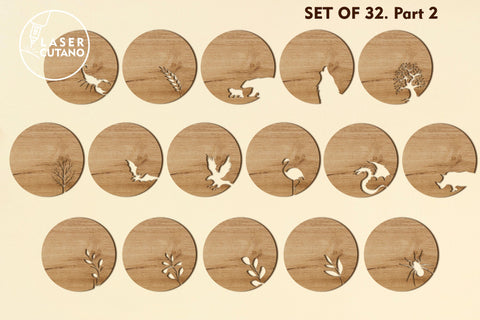 WOODEN COASTERS BUNDLE Laser Cut Templates SVG LaserCutano 