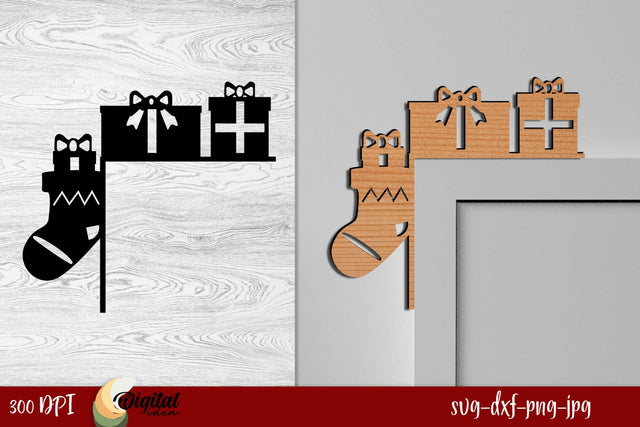 Wooden Decorations SVG. Christmas Door Corners Laser Cut. SVG Evgenyia Guschina 