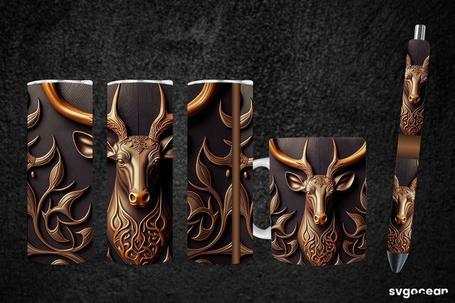 Wooden Deer Sublimation | Tumbler | Mug | Pen SVG SvgOcean 