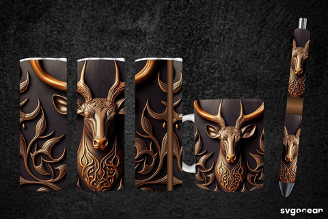 Wooden Deer Sublimation | Tumbler | Mug | Pen SVG SvgOcean 