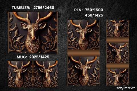 Wooden Deer Sublimation | Tumbler | Mug | Pen SVG SvgOcean 