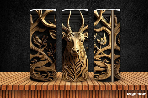 Wooden Deer Tumbler Sublimation | Skinny 20 oz SVG SvgOcean 