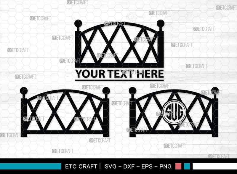 Monogram Railing Wooden Fence Monogram, Wooden Fence Silhouette, Wooden Fence SVG ...