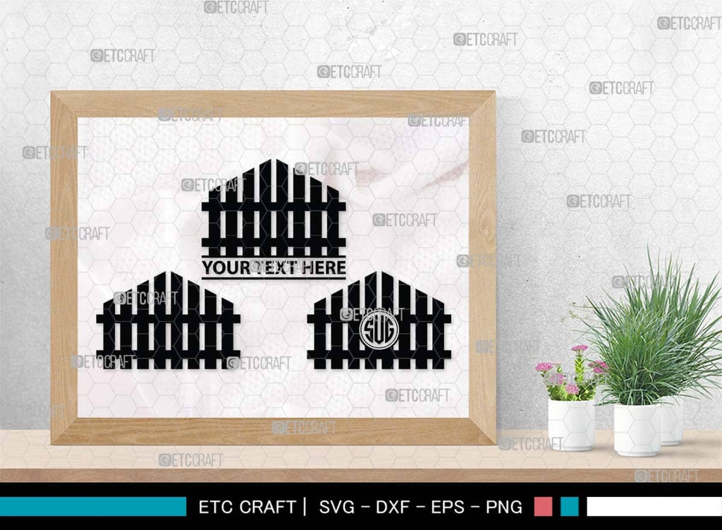 Monogram Railing Wooden Fence Monogram, Wooden Fence Silhouette, Wooden Fence SVG ...