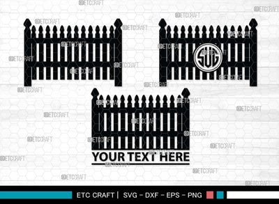Wooden Fence Monogram, Wooden Fence Silhouette, Wooden Fence SVG, Railing Svg, Home Fencing Svg, Wooden Gate Svg, Fence Cuttable Svg, SB00482 SVG ETC Craft 