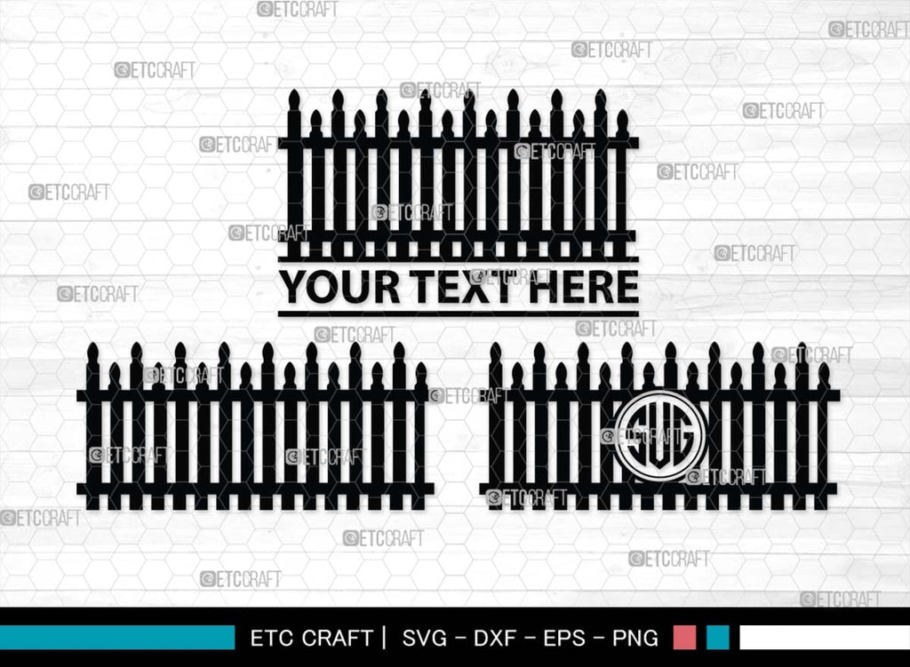 Wooden Fence Monogram, Wooden Fence Silhouette, Wooden Fence SVG ...