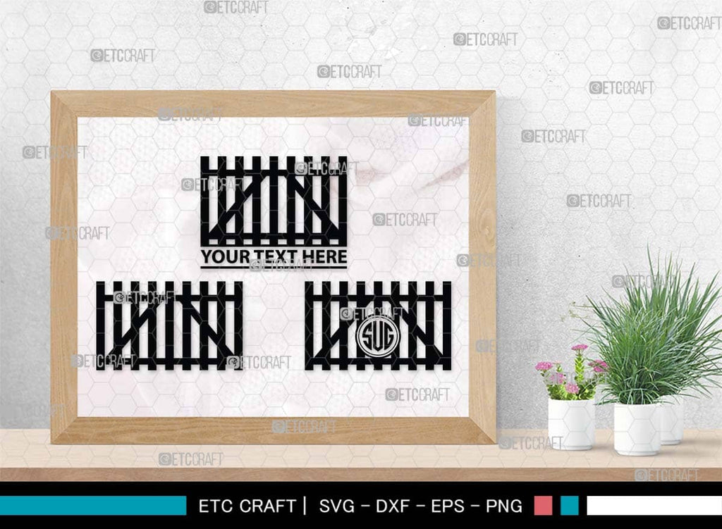 Monogram Railing Wooden Fence Monogram, Wooden Fence Silhouette, Wooden Fence SVG, Rail ...