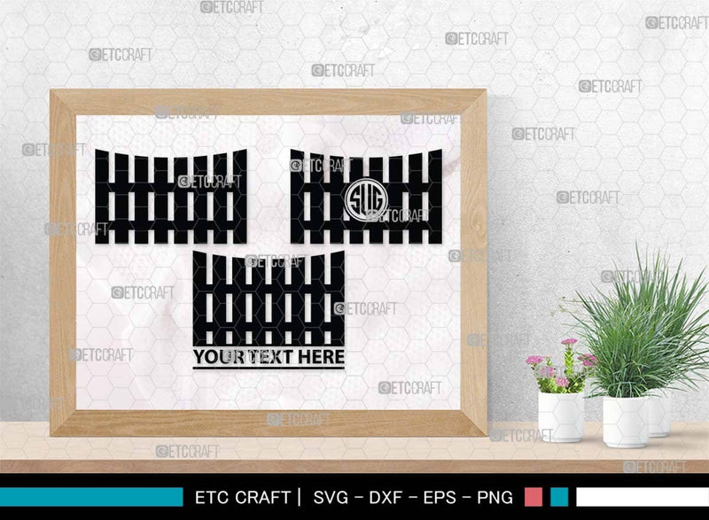 Monogram Railing Wooden Fence Monogram, Wooden Fence Silhouette, Wooden Fence SVG ...