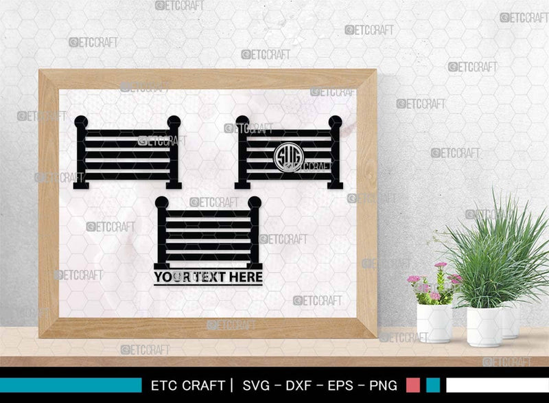 Monogram Railing Wooden Fence Monogram, Wooden Fence Silhouette, Wooden Fence SVG, Rail ...