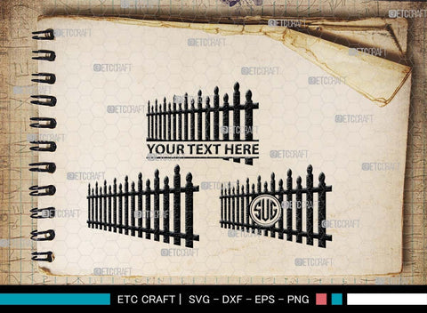 Wooden Fence Monogram, Wooden Fence Silhouette, Wooden Fence SVG, Railing Svg, Home Fencing Svg, Wooden Gate Svg, Fence Cuttable Svg, SB00482 SVG ETC Craft 