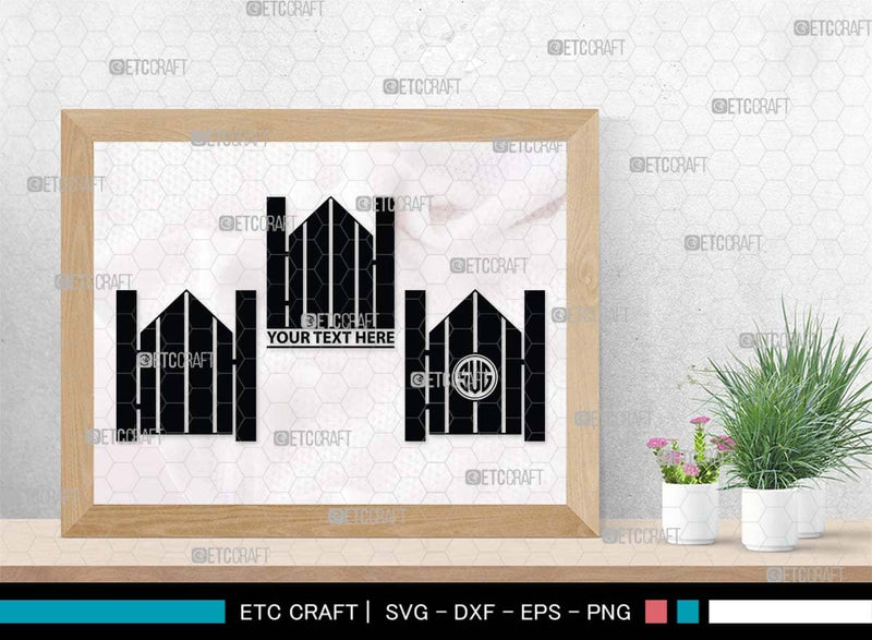 Monogram Railing Wooden Fence Monogram, Wooden Fence Silhouette, Wooden Fence SVG ...