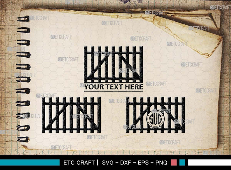 Wooden Fence Monogram, Wooden Fence Silhouette, Wooden Fence SVG, Rail ...