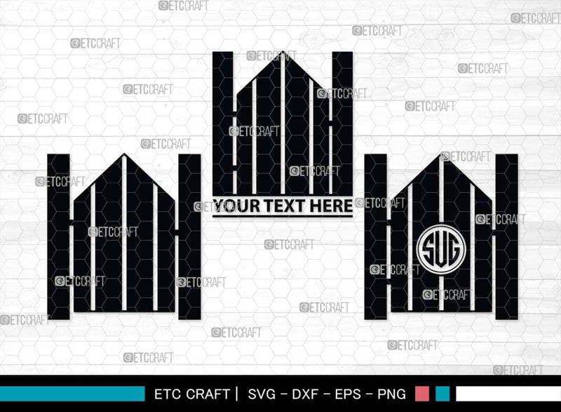 Monogram Railing Wooden Fence Monogram, Wooden Fence Silhouette, Wooden Fence SVG ...