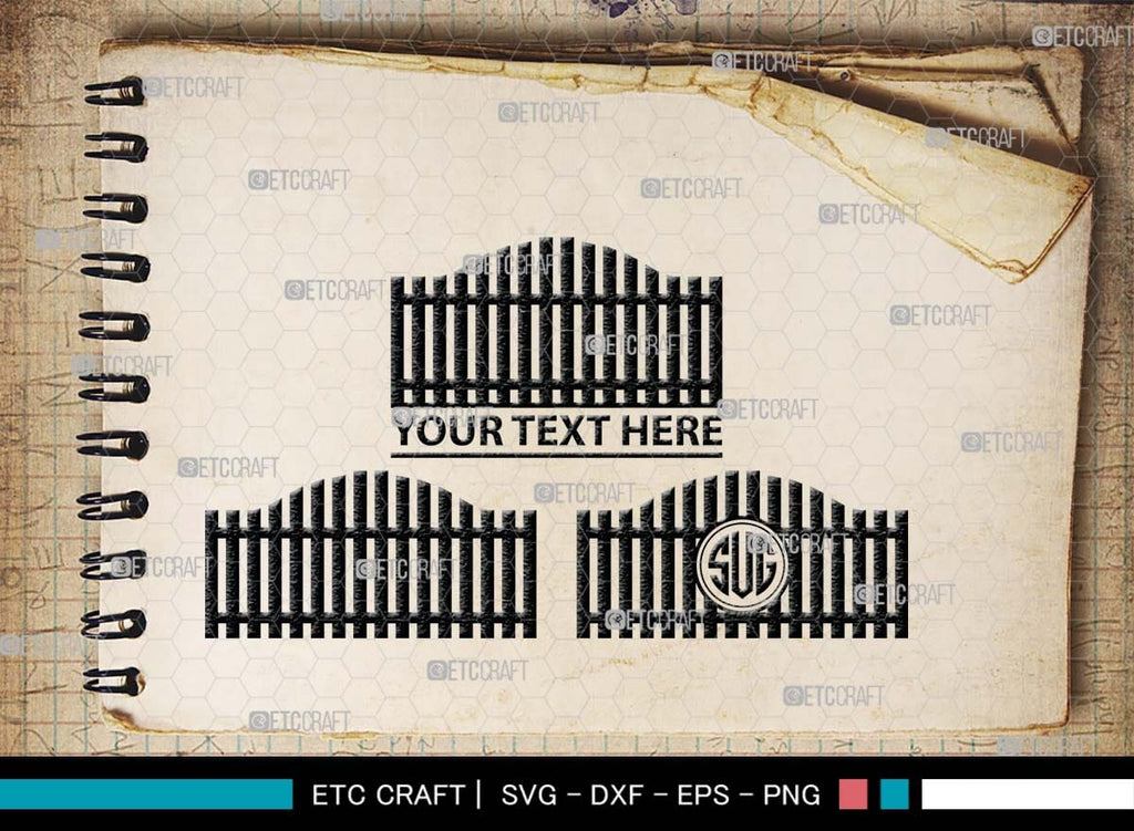 Monogram Railing Wooden Fence Monogram, Wooden Fence Silhouette, Wooden Fence SVG ...