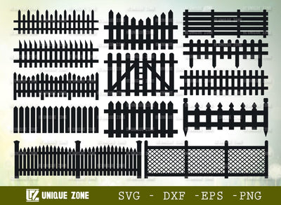 Wooden Fence SVG Bundle, Railing Svg, Home Fencing Svg, Wooden Gate Svg, Fence Cuttable Svg, Wooden Fence, Picket Fence Svg, SVG Unique Zone 