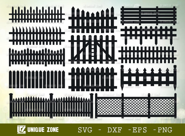 Wooden Fence SVG Bundle, Railing Svg, Home Fencing Svg, Wooden Gate Svg, Fence Cuttable Svg, Wooden Fence, Picket Fence Svg, SVG Unique Zone 