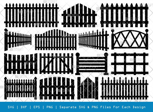 Wooden Fence SVG Cut Files | Wooden Fence Silhouette | Railing Svg | Home Fencing Svg | Wooden Gate Svg | Fence Cuttable Svg | Wooden Fence Bundle SVG ETC Craft 