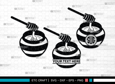Wooden Honey Pot Monogram, Wooden Honey Pot Silhouette, Wooden Honey Pot SVG, Honey Svg, Honey Pot Svg, Honey Jar Svg, Honey Dipper Svg, SB00458 SVG ETC Craft 