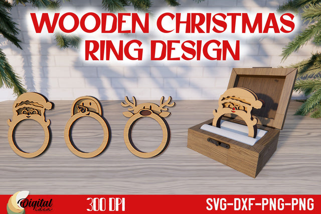 Wooden Layered Ring Laser Cut. Christmas Jewelry SVG SVG Evgenyia Guschina 