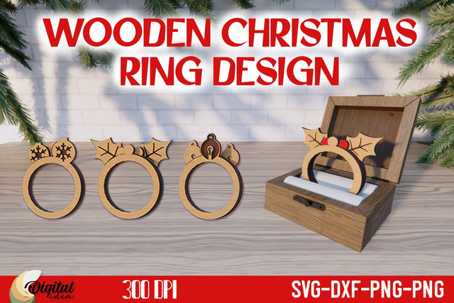 Wooden Layered Ring Laser Cut. Christmas Jewelry SVG SVG Evgenyia Guschina 