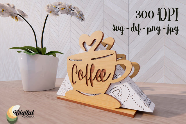 Wooden Napkin Holder Laser Cut. SVG 3d Design Coffe. SVG Evgenyia Guschina 