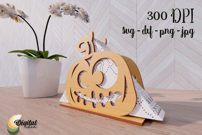 Wooden Napkin Holder Laser Cut. SVG 3d Design Funny Pumpkin SVG Evgenyia Guschina 