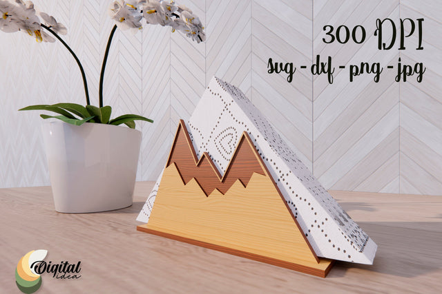 Wooden Napkin Holder Laser Cut. SVG 3d Design Mountain. SVG Evgenyia Guschina 