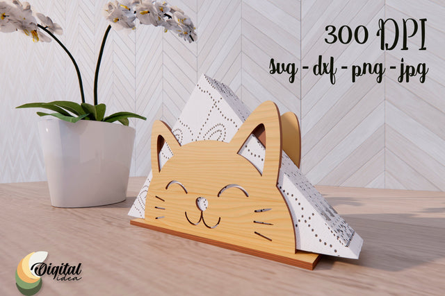 Wooden Napkin Holder Laser Cut. SVG 3d Design Napkin Cat SVG SVG Evgenyia Guschina 