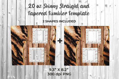 Wooden & Photo 20oz Skinny Tumbler Wrap Template Sublimation Sublimatiz Designs 