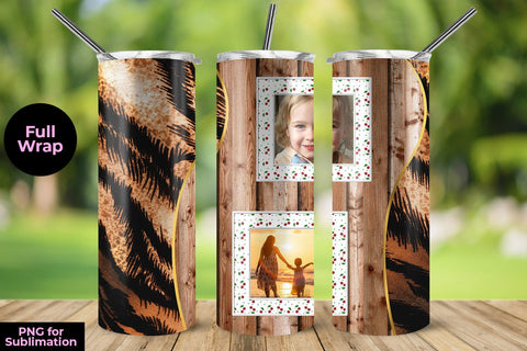 Wooden & Photo 20oz Skinny Tumbler Wrap Template Sublimation Sublimatiz Designs 