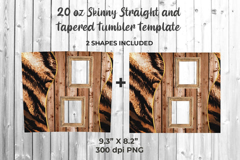 Wooden & Photo 20oz Skinny Tumbler Wrap Template Sublimation Sublimatiz Designs 