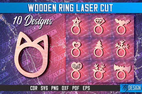 Wooden Ring Laser Cut SVG Design | Laser Cut Design SVG Fly Design 